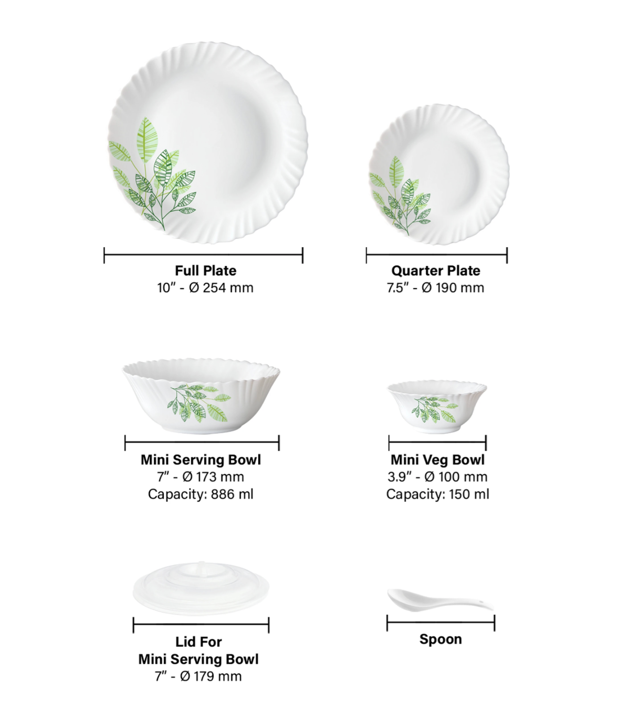 Larah by Borosil Pack of 34 Opalware 34 N D/SET FAUNA GALAXY Dinner Set (Green, Microwave Safe) - Image 3
